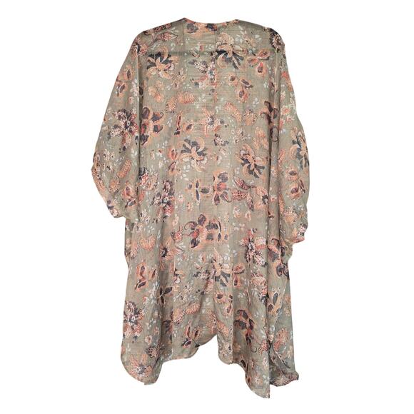 Davi & Dani Kimono Womens 1XL Floral Sheer Lightweight Boho Cover Up Layering - Picture 2 of 9